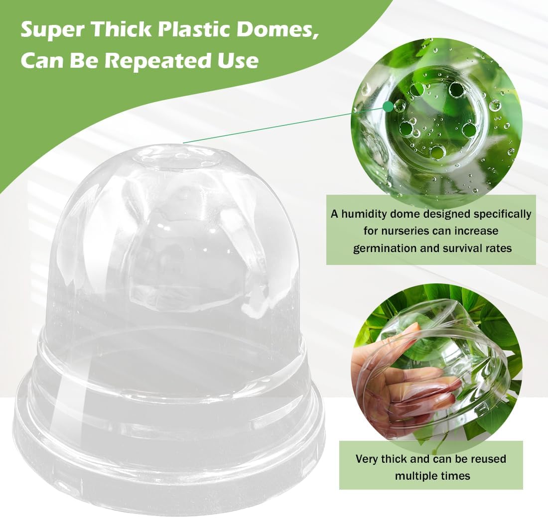 Humidity Domes for 4 Inch Pots, 100 Pack Transparent Plant Dome Covers with Ventilation, Clear Nursery Pot Domes for Seed Starting, Seedling Germination, and Gardening