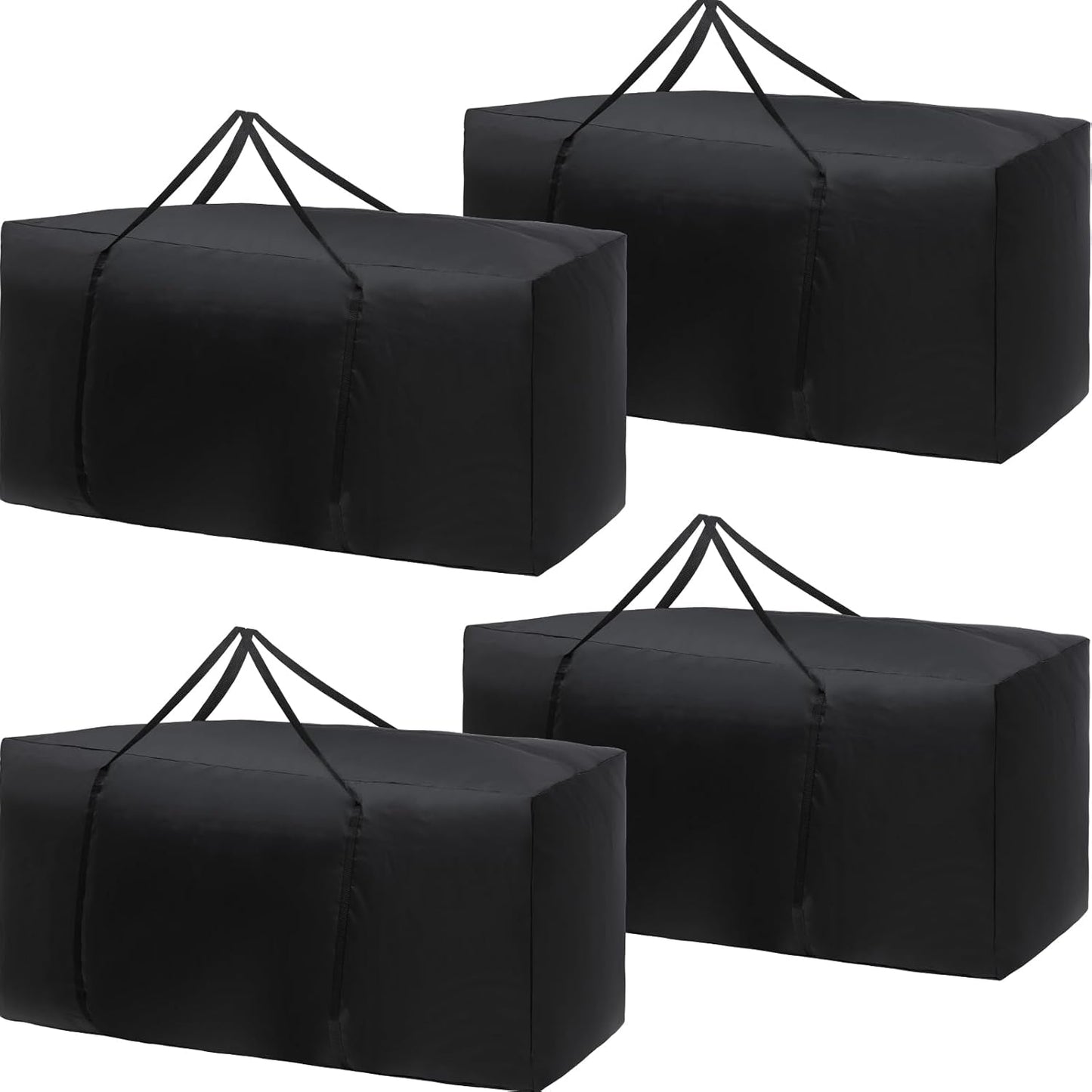 Silkfly 4 Pcs Patio Cushion Storage Bags Outdoor 68" L x 30" W x 20" H Cushion Storage Bag with Handles Waterproof Extra Large 420D Oxford Fabric Heavy Duty Zippered Furniture Pillow Protective, Black