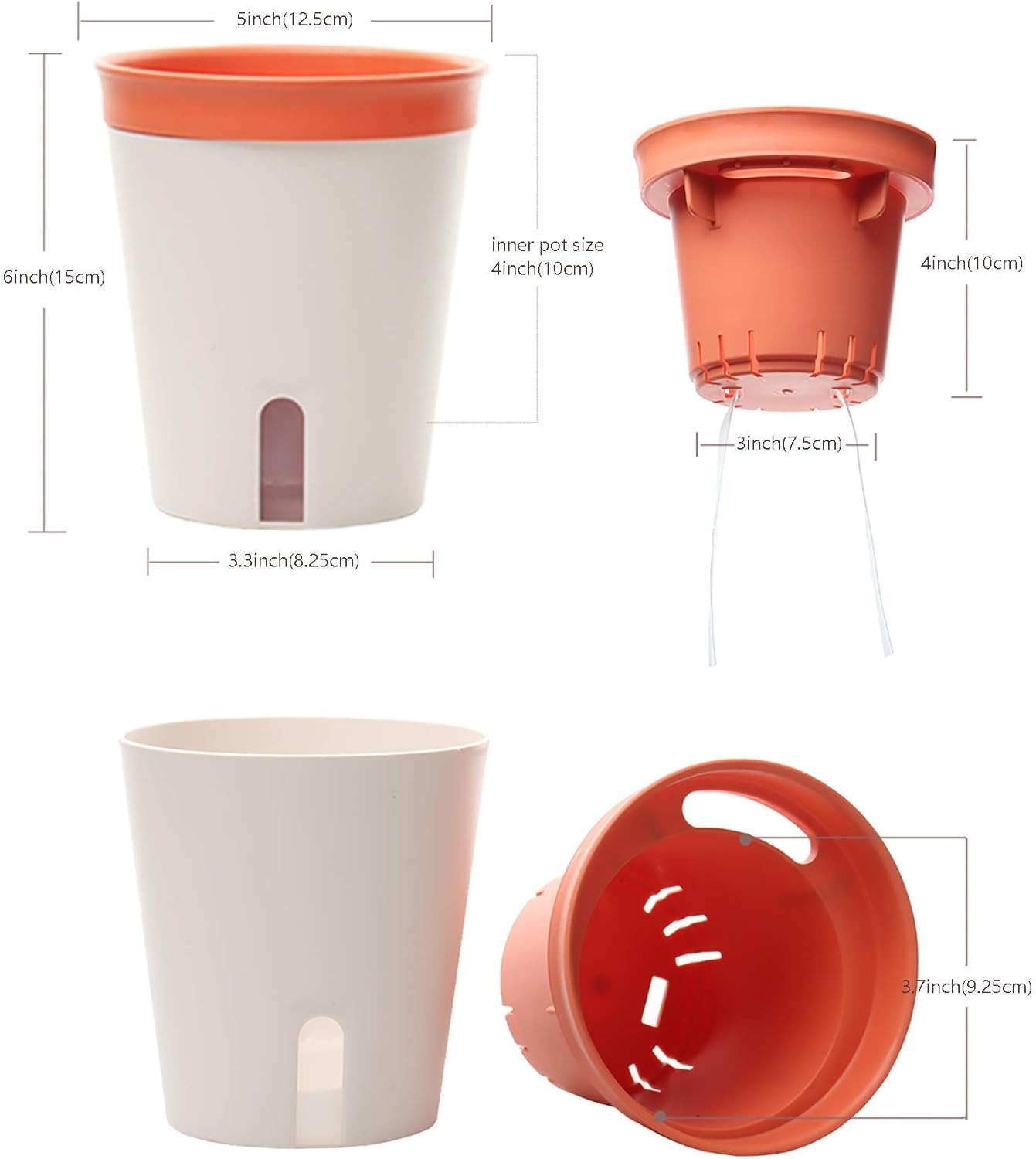 GardenBasix Self Watering Pots Window Box for Indoor Plants Set of 6 Home Garden Modern Decorative Flower Planter for All House Herbs Succulents (6, Tricolor)