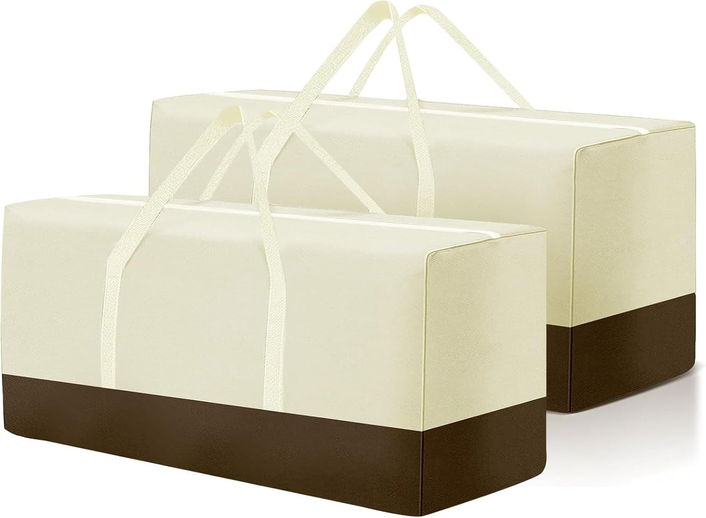 2 Pack Extra Large Patio Outdoor Waterproof Cushion Storage Bag, Outdoor Cushion Furniture Storage Bag with Handles and Zippered 68 x 30 x 20 Inch, Beige