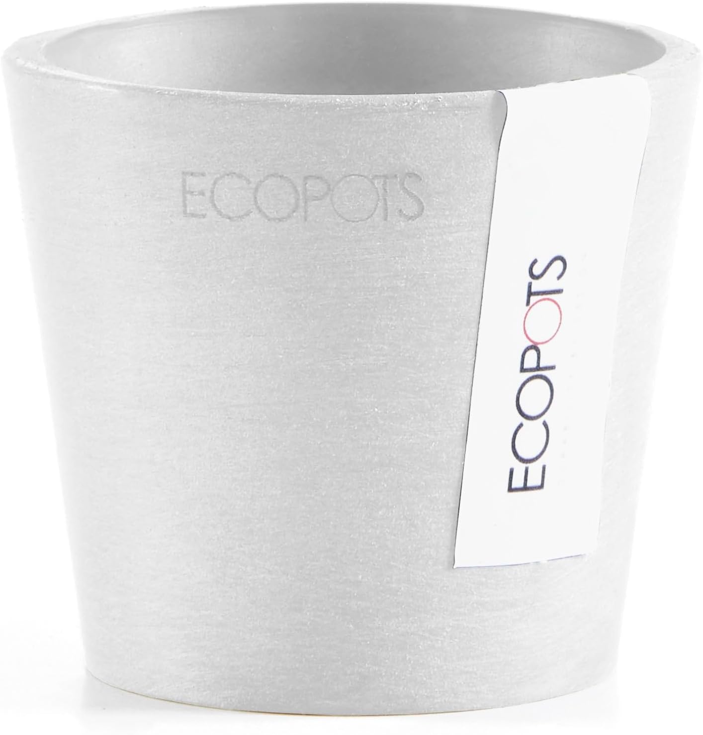 Ecopots Amsterdam Mini Durable Modern Round Recycled-Based Composite Flower Pot Planter, Pure White, 3"