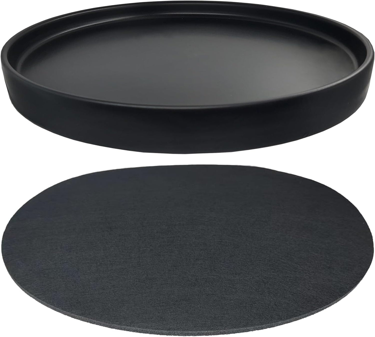 Ceramic Plant Saucer Pot Tray 10 Inch, Planter Saucers 4 5 6 7 8 9 10 11 12 13 Inch for Indoors Outdoor, Durable Sturdy Flower Drainage drip Water Tray for Glazed Pots Base (10.7 Inch-Black)