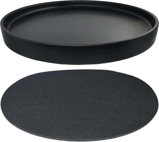Ceramic Plant Saucer Pot Tray 10 Inch, Planter Saucers 4 5 6 7 8 9 10 11 12 13 Inch for Indoors Outdoor, Durable Sturdy Flower Drainage drip Water Tray for Glazed Pots Base (10.7 Inch-Black)