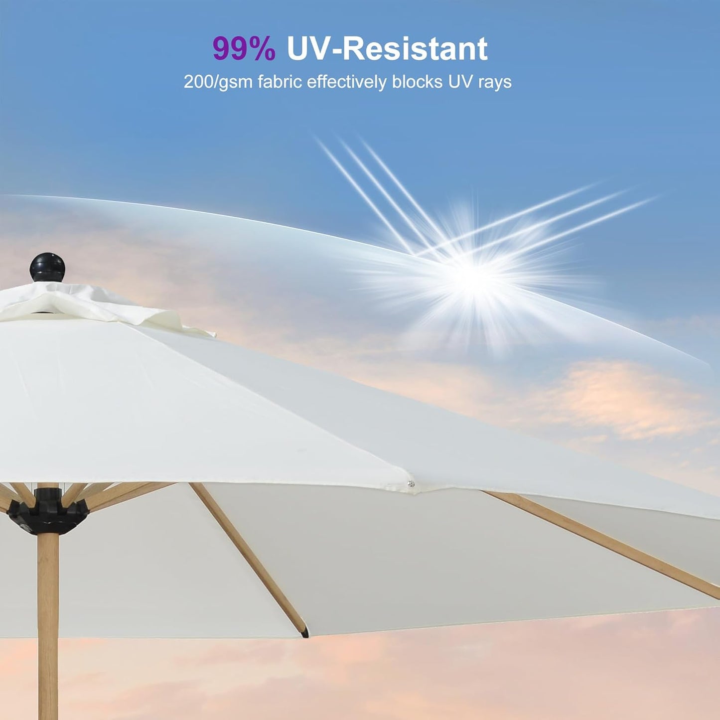 PURPLE LEAF 11 Feet Patio Umbrella Outdoor Table Umbrella Round Aluminum Market Umbrella with 8 Sturdy Ribs & Crank Commercial Outdoor Umbrellas for Garden Deck Patio, Cream