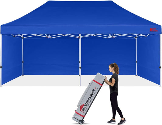 MASTERCANOPY Pop-up Canopy Tent with Sidewalls (10x20,Blue)