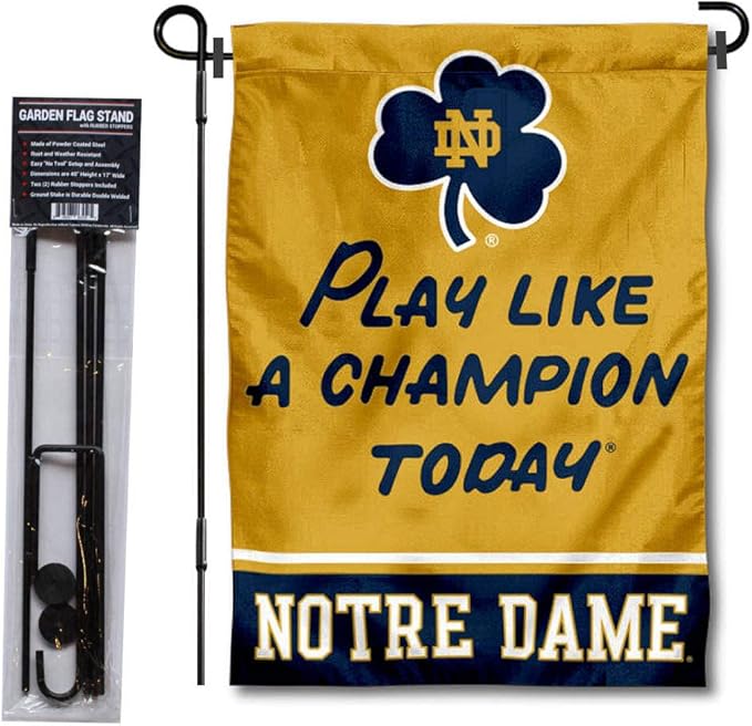 WinCraft Irish Play Like A Champion Today Garden Flag and Pole Stand Holder