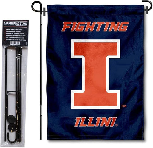 College Flags & Banners Co. Illinois Fighting Illini Garden Flag with Stand Holder
