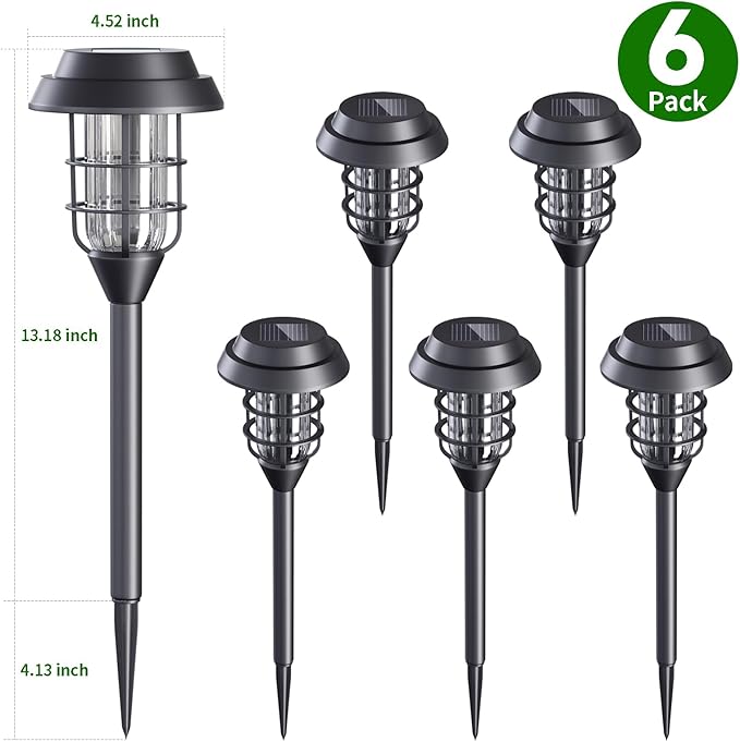 Solar Lights Outdoor Waterproof for Yard, 6 Pack Solar Pathway Lights Outdoor Lawn Lights Solar Powered Outdoor Lights LED Landscape Lighting Solar Garden Lights for Patio, Outside, Driveway, Walkway