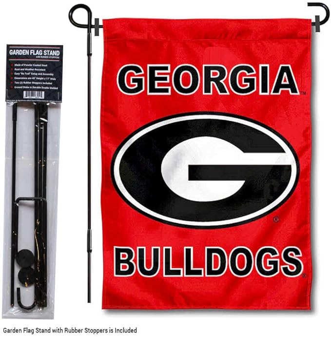 College Flags & Banners Co. Georgia Bulldogs Garden Flag with Pole Stand Holder