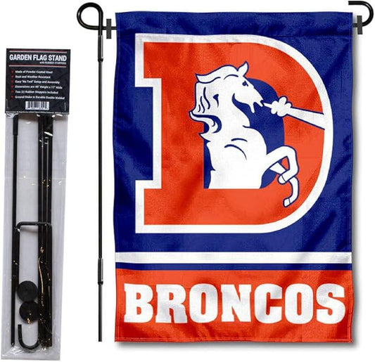WinCraft Denver Broncos Throwback Garden Flag with Stand Holder