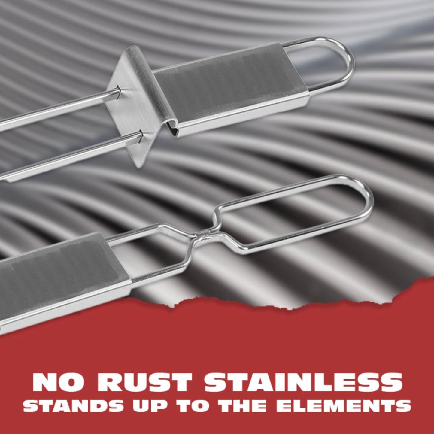 BBQ-AID Premium Barbecue Double Pronged Stainless Steel Skewers for Grilling - Quick Release Kebab Sticks for Veggies & More