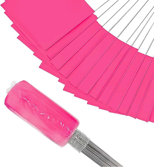 Zozen 100Pack Fluorescent Pink Marking Flags, Writable/15x4x5 Inch, Yard Flags for Lawn & Irrigation & Landscape & Sprinkler & Survey & Dog Training.
