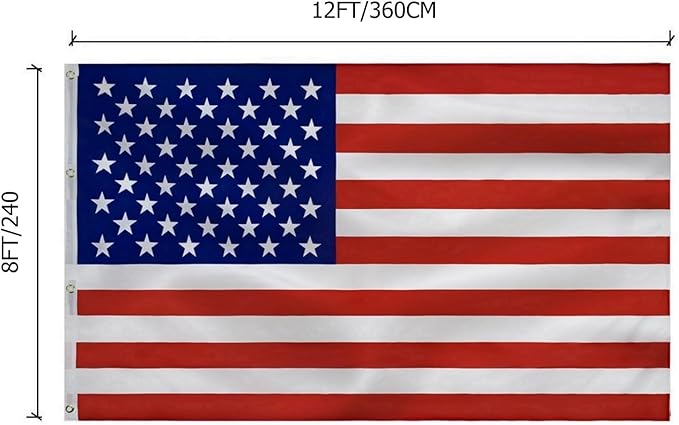 American Flag 8x12 Outside, US Flags for Outdoor Indoor, Heavy Duty Durable, Deluxe Embroidered Stars, Brass Grommets, Sewn Stripes, Vivid Color, Fade Resistant and waterproof