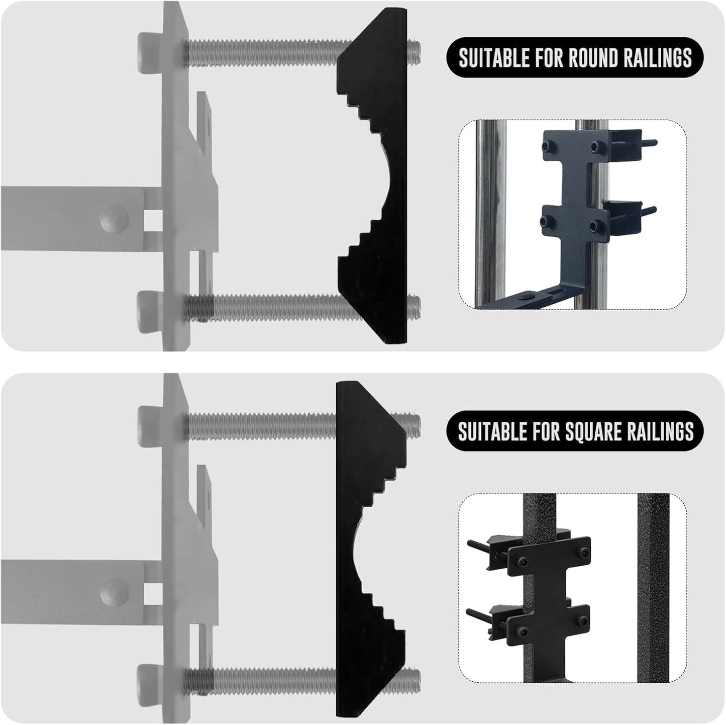 Planter Box Bracket, Flower Box Holder Circular and Square Railings Brackets,Adjustable Deck Railing Planter Box Holder for Patio Garden Fence Pergola Balcony (2 Pieces)