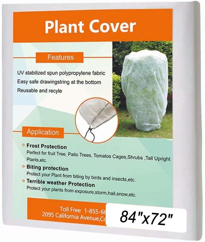 Agfabric Plant Covers Freeze Protection 0.55oz H84 xW72 Shrub Cover,Winter Tree Cover for Season Extension&Frost Protection, White