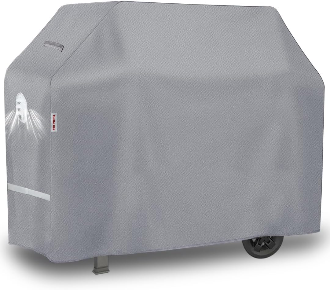 BBQ Grill Cover, 54 Inch Heavy Duty Waterproof 3-4 Burner Barbecue Gas Grill Covers for Weber Spirit Char-Broil Brinkmann, Gray