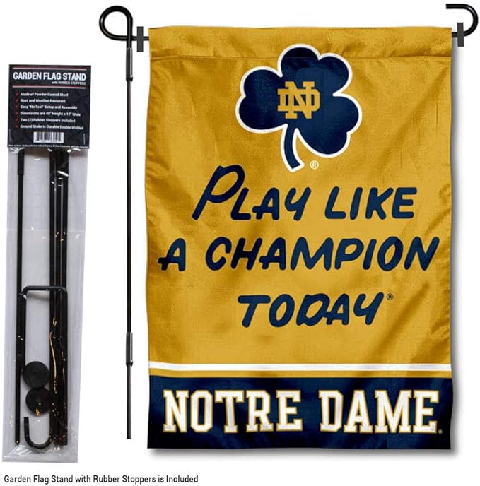 WinCraft Irish Play Like A Champion Today Garden Flag and Pole Stand Holder