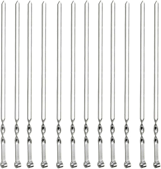 Antallcky 12 Pack Kebab Skewers BBQ Barbecue Skewers Stainless Steel Sticks 23.5 Inch Heavy Duty Large Wide Reusable with NonSlip Ring Handle Ideal for Shish kabob Chicken Shrimp angd Vegetables