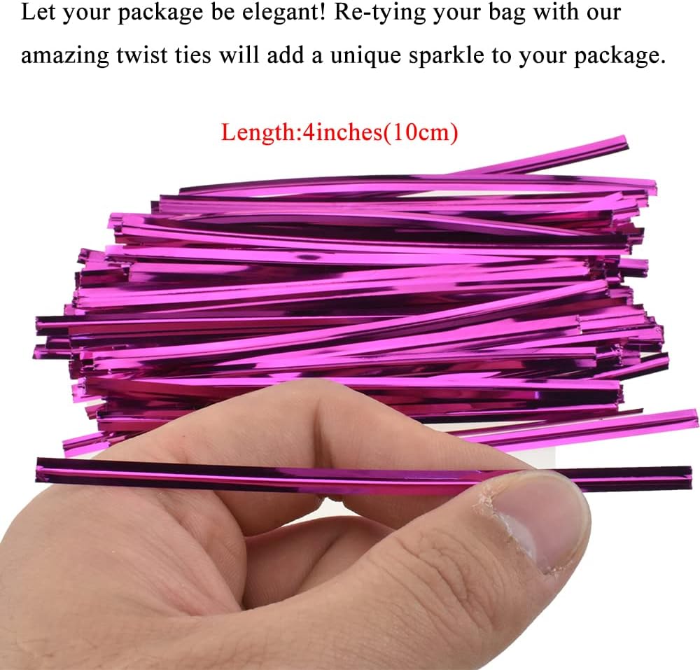 HAHIYO 300Pcs 4 inches Rose Red Metal Twist Ties Bread Candy Coffee Bag Ties Plant Garden Twist Ties for Cellophane Treat Bags Gift Wraping Bags Plastic Bags Halloween Party Cake Present Art Crafts