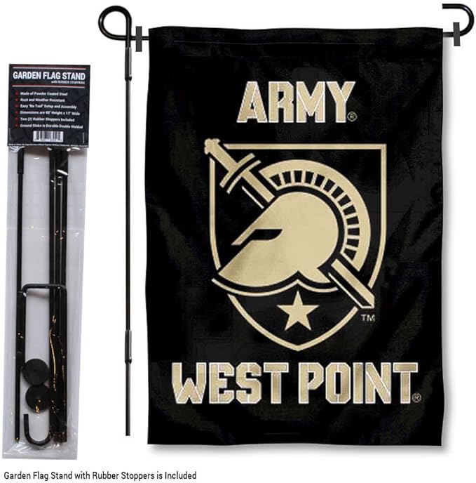 College Flags & Banners Co. Army Black Knights Athena Garden Flag with Stand Holder