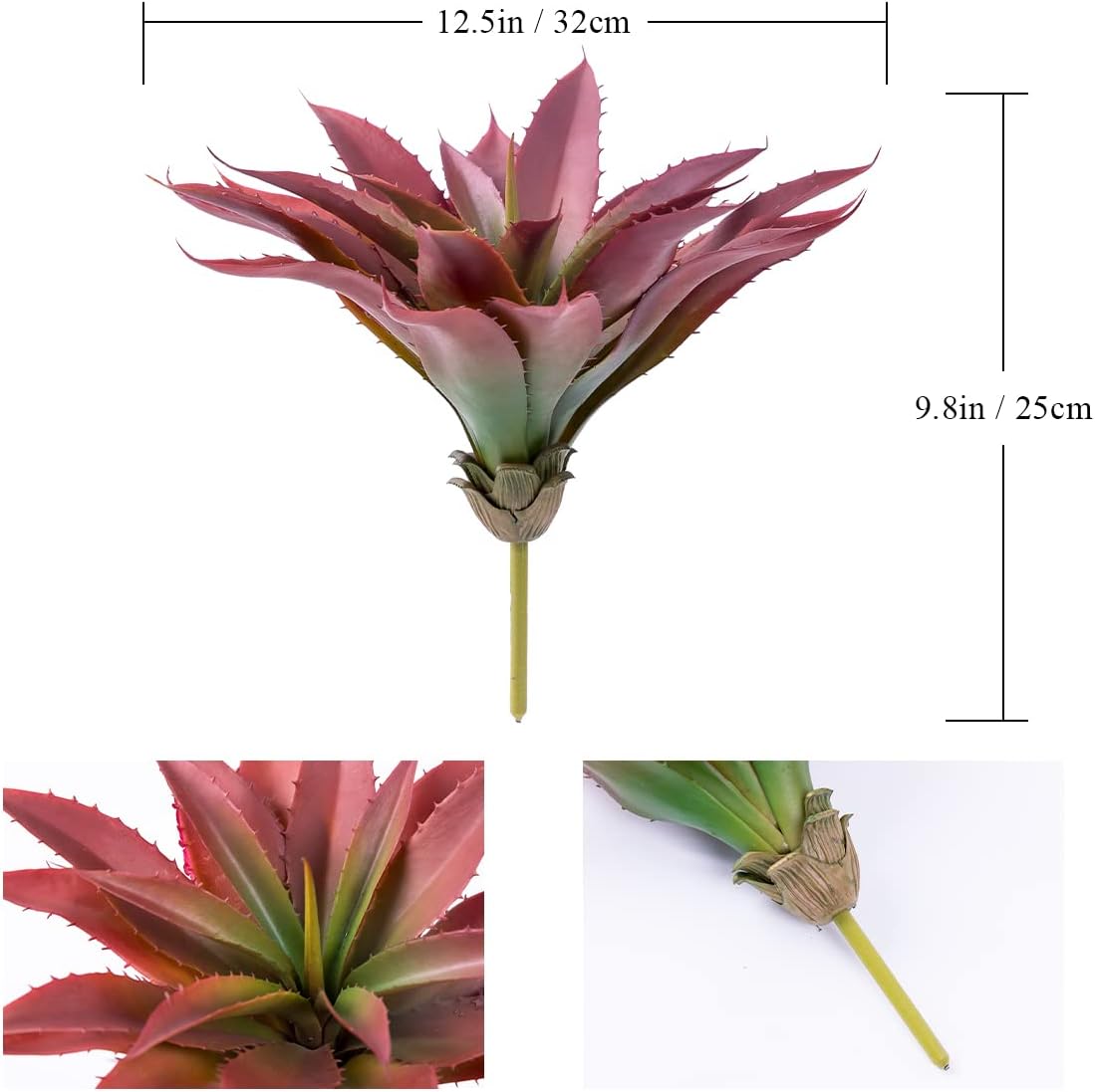 Veryhome Succulents Plants Artificial Aloe Plant, 12.5Inch Large Faux Succulents Unpotted, Premium Crafting DIY Greenery Decor for Indoor & Outdoor(Red)