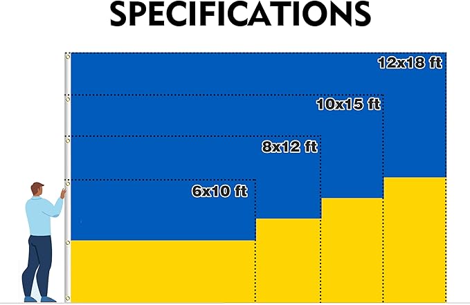 Ukraine Extra Large Flag 10x15FT Giant Ukrainian National Polyester Flag With 5 Grommets For Patriotic Ukrainian Themed Festival Events Party Decoration(Ukraine, 10x15FT)