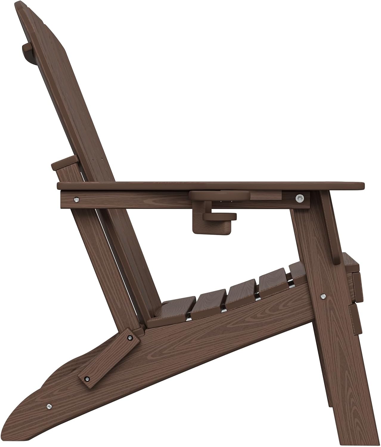 Folding Adirondack Chair with Cup Holder, HDPE Patio Chairs, All-Weather Outdoor Chairs for Backyard, Deck, Fire Pit-Coffee