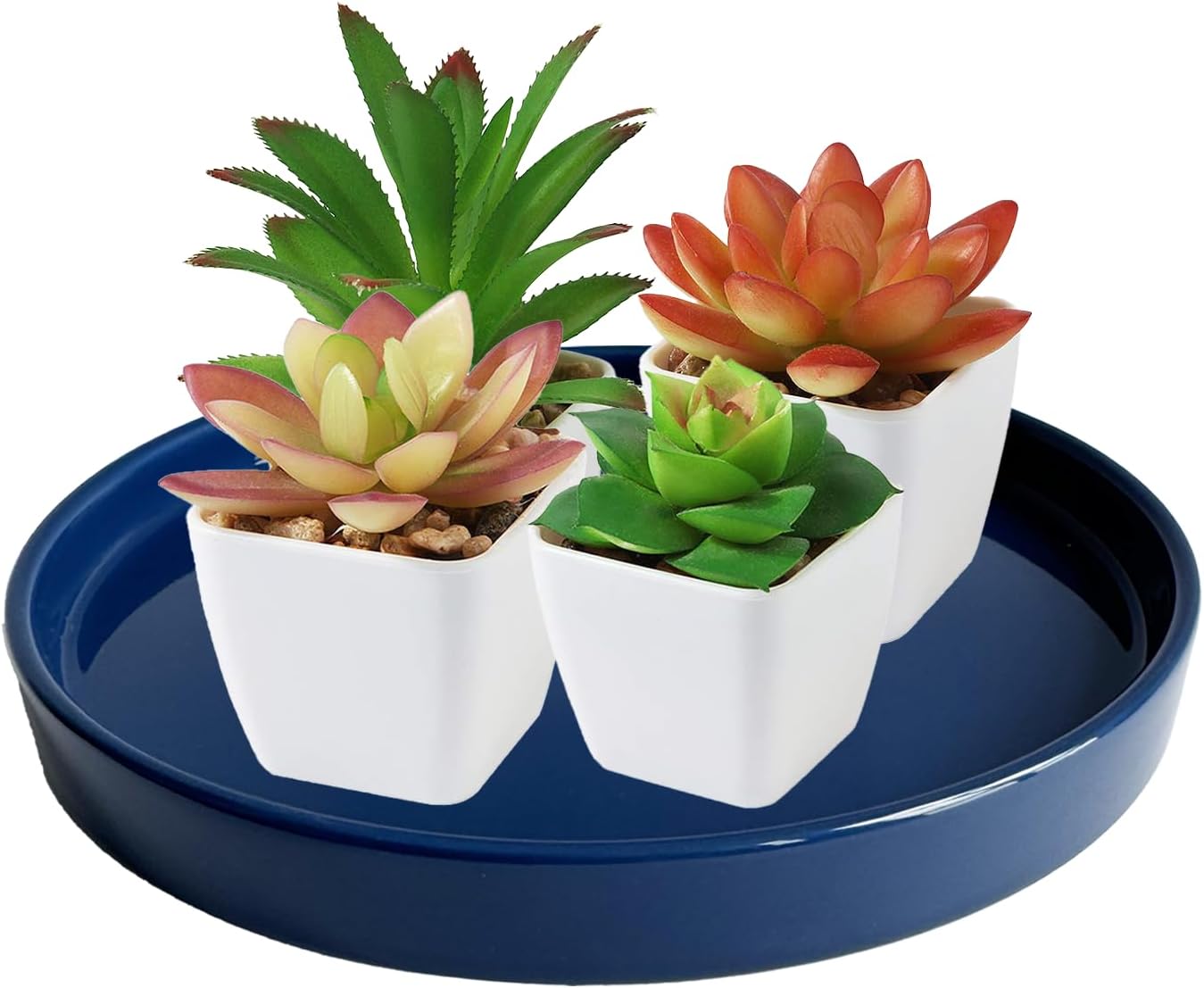 Ceramic Plant Saucer Plant Pot Tray 8 inch Blue, Planter Water Drip Trays for Plant Saucers Indoors, Thick Durable Sturdy Flower Pot Saucers for Glazing Pots Base, More Sizes 4-12 inch