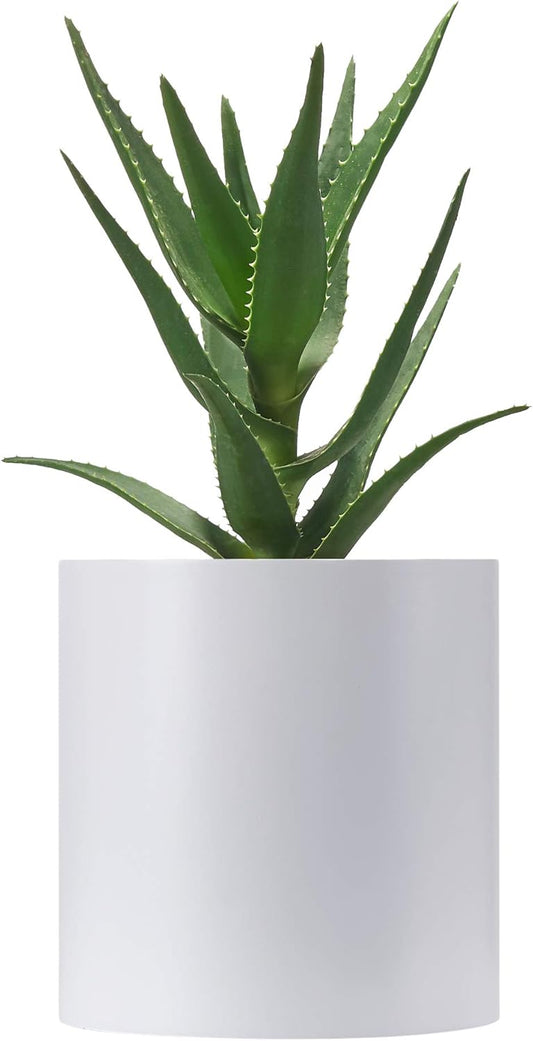 FaithLand Plant Pot 8 inch - Perfectly Fits Mid-Century Modern Plant Stand - Drainage Plug and Drainage Mesh Screen - White Planter Pot.