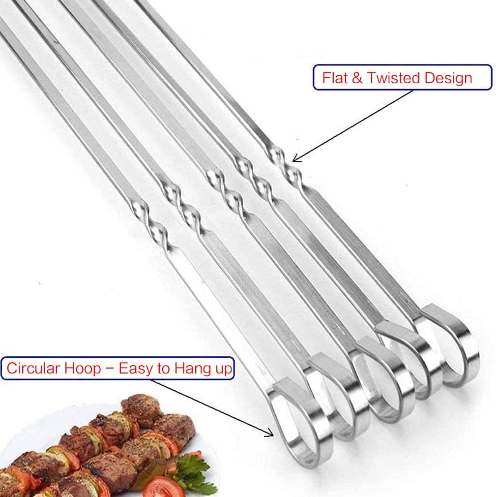 Metal Skewer for Grilling,Kabob Skewer,Flat BBQ Barbecue Skewer,Grilling Skewers Set,Reusable BBQ (15" skewers(16 pack))