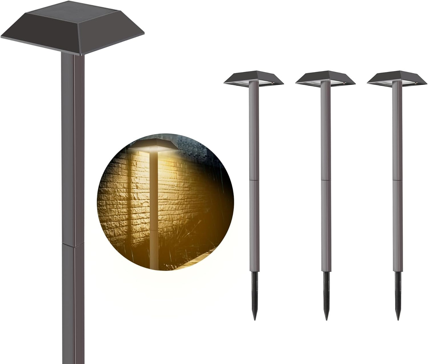 Bobcat Solar Landscape Pathway Lights Super Bright with 2-in-1 Warm White and Daylight Modes, Solar Lights for Outdoor Path, Sidewalk, Driveway, or Walk Way, Dark Brown(4 Pack)