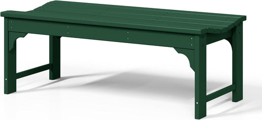 WestinTrends Malibu Outdoor Bench, All Weather Resistant Poly Lumber Backless Patio Garden Bench, Adirondack Curved Bench Seat for Comfort, Dark Green