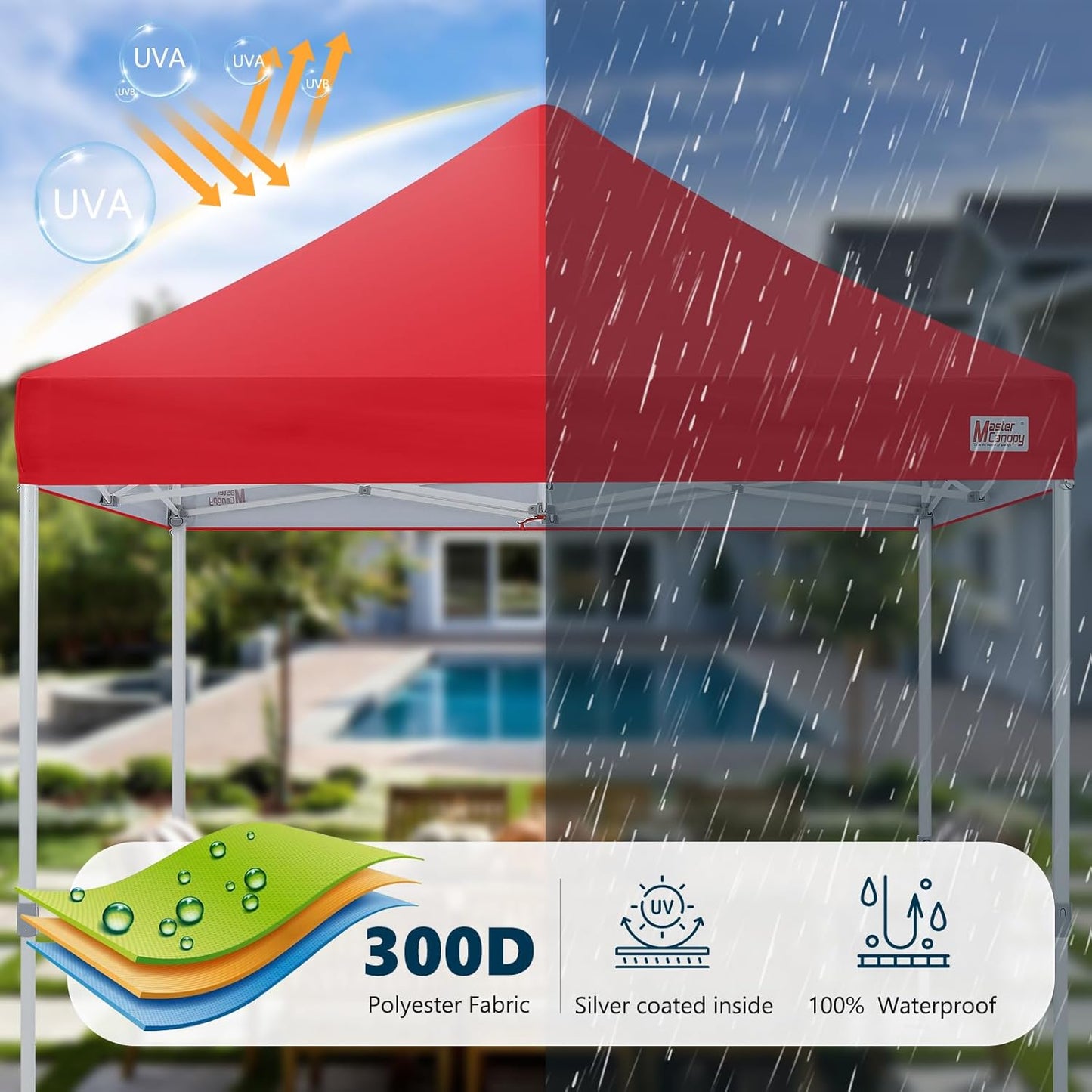 MASTERCANOPY Pop Up Canopy Tent Commercial Grade 10x10 Instant Shelter (Red)