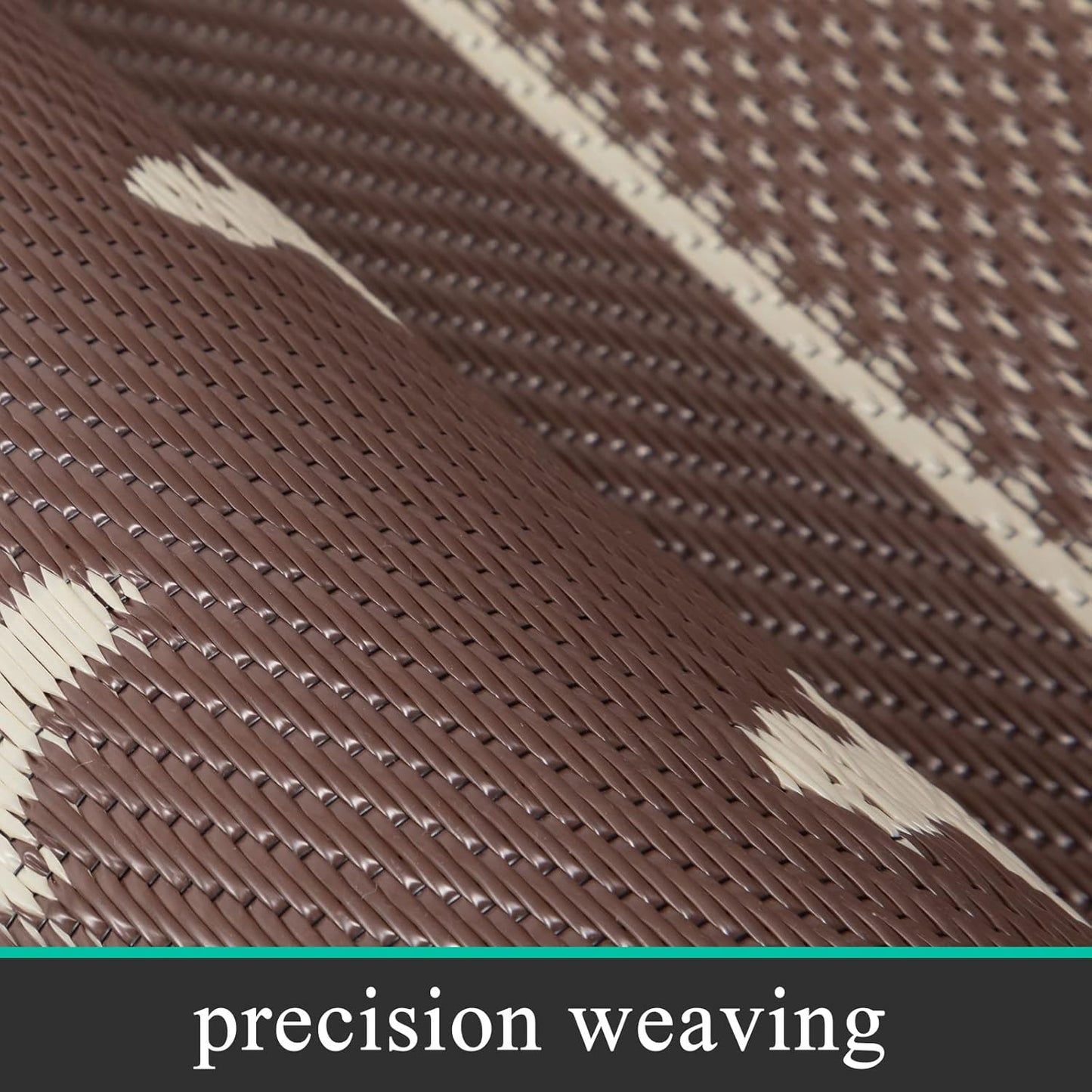 Pauwer Waterproof Outdoor Rug 6x9, Reversible Plastic Straw Patio Camping Rug, Indoor Outdoor RV Mat Carpet for Deck, Camper, Porch, Balcony, Backyard, Picnic, Bordered Brown