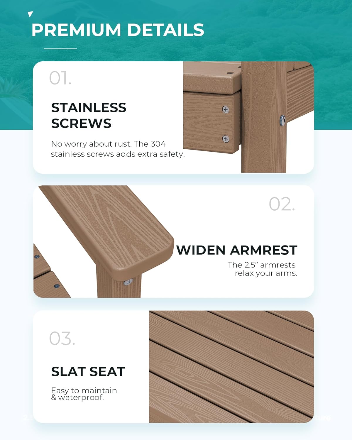 SERWALL Patio Dining Chair Set of 2, Brown