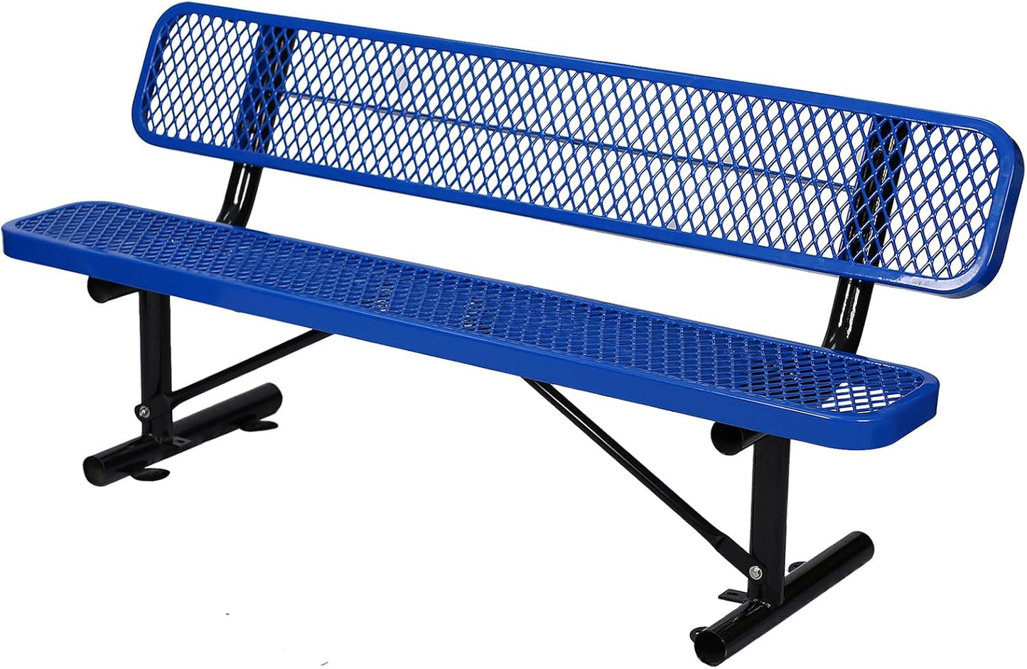 Heavy Duty Park Bench with Back Portable Frame, Outdoor Metal Park Bench with Backrest, Steel Mesh Outdoor Bench for Garden, Lawn, Patio, Porch, Park, Yard (Blue, 72.4" L x 23.2" W x 32.5" H)