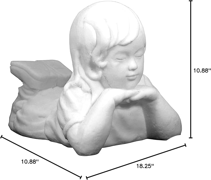 Emsco Group 2247W Day Dreaming Boy Garden Statue, WHITE