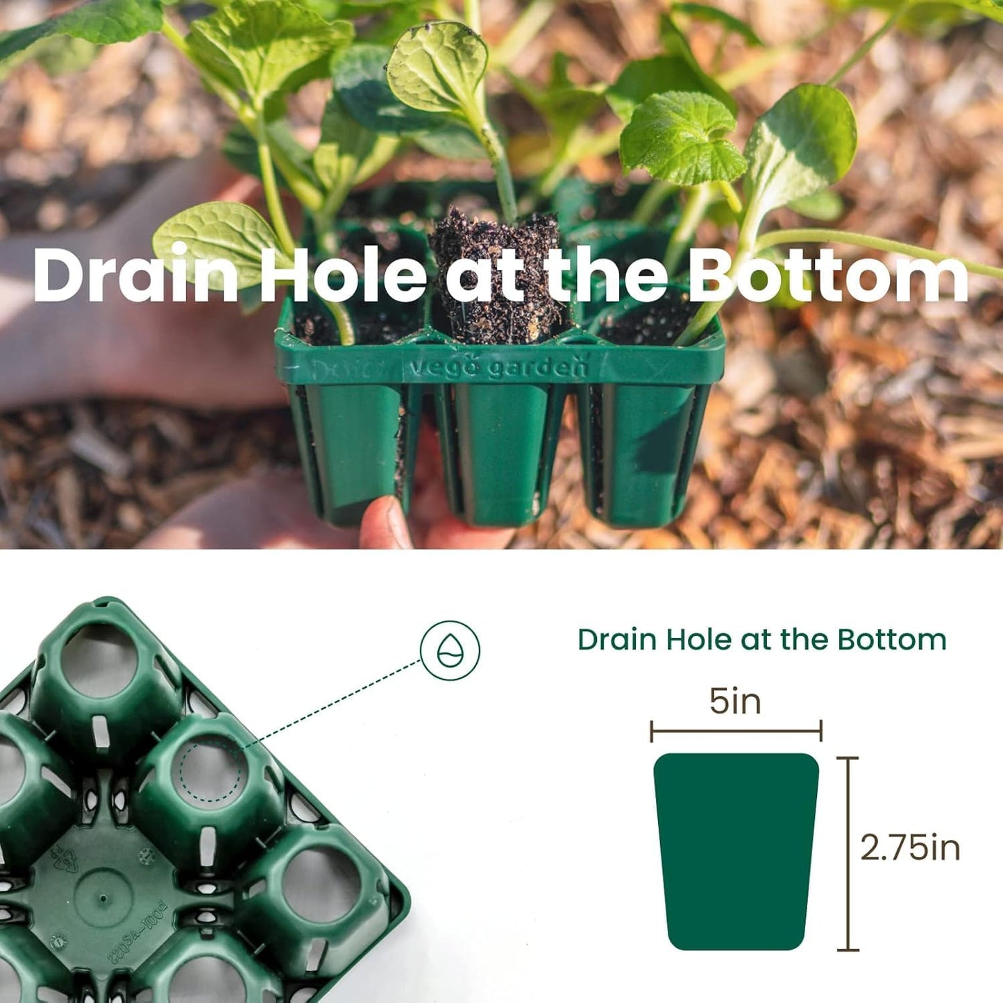 Vego garden Seedling Suite Products, 8 Pack Standard Seedling Trays with 10" x 20" Bottom Watering Trays