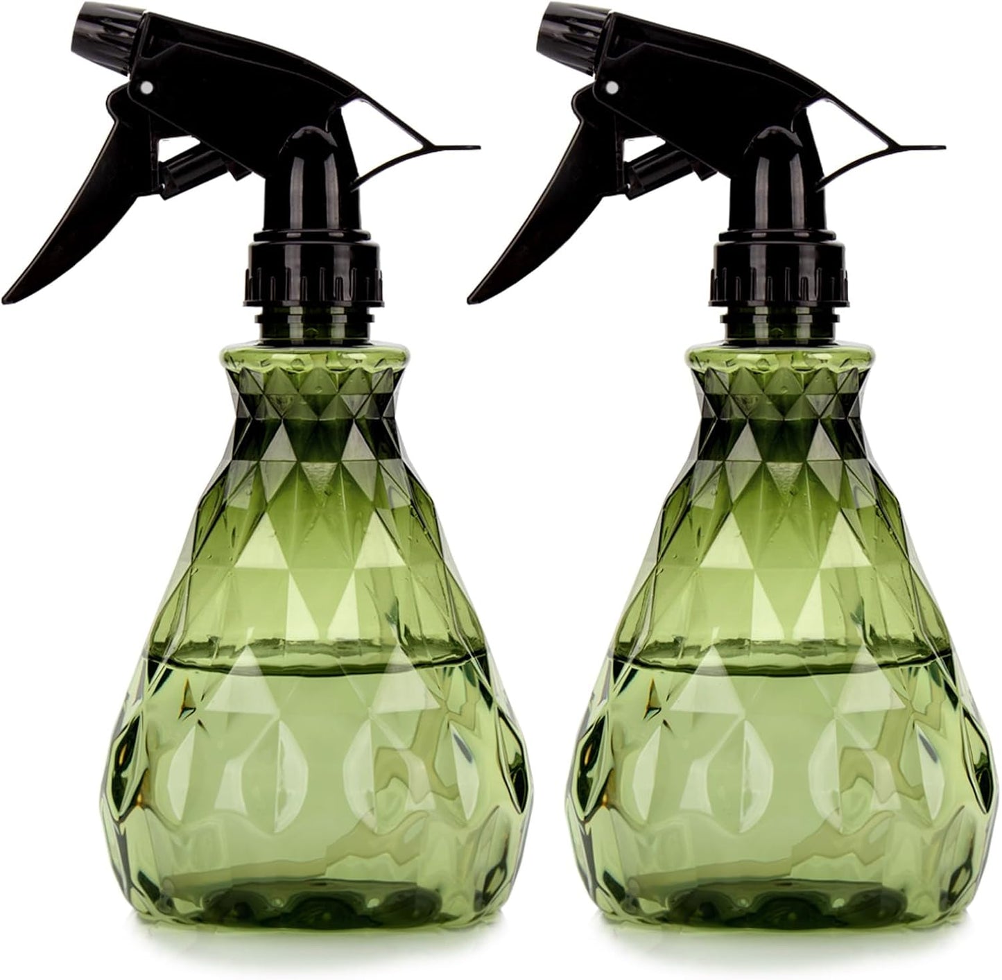 2 Pcs Spray Bottles, 500 ml/17 oz Empty Water Spray Bottles, Plastic Reusable Adjustable Mist Sprayer Squirt Bottles Containers Refillable for Cleaning Solutions, Gardening, Plants (Green)