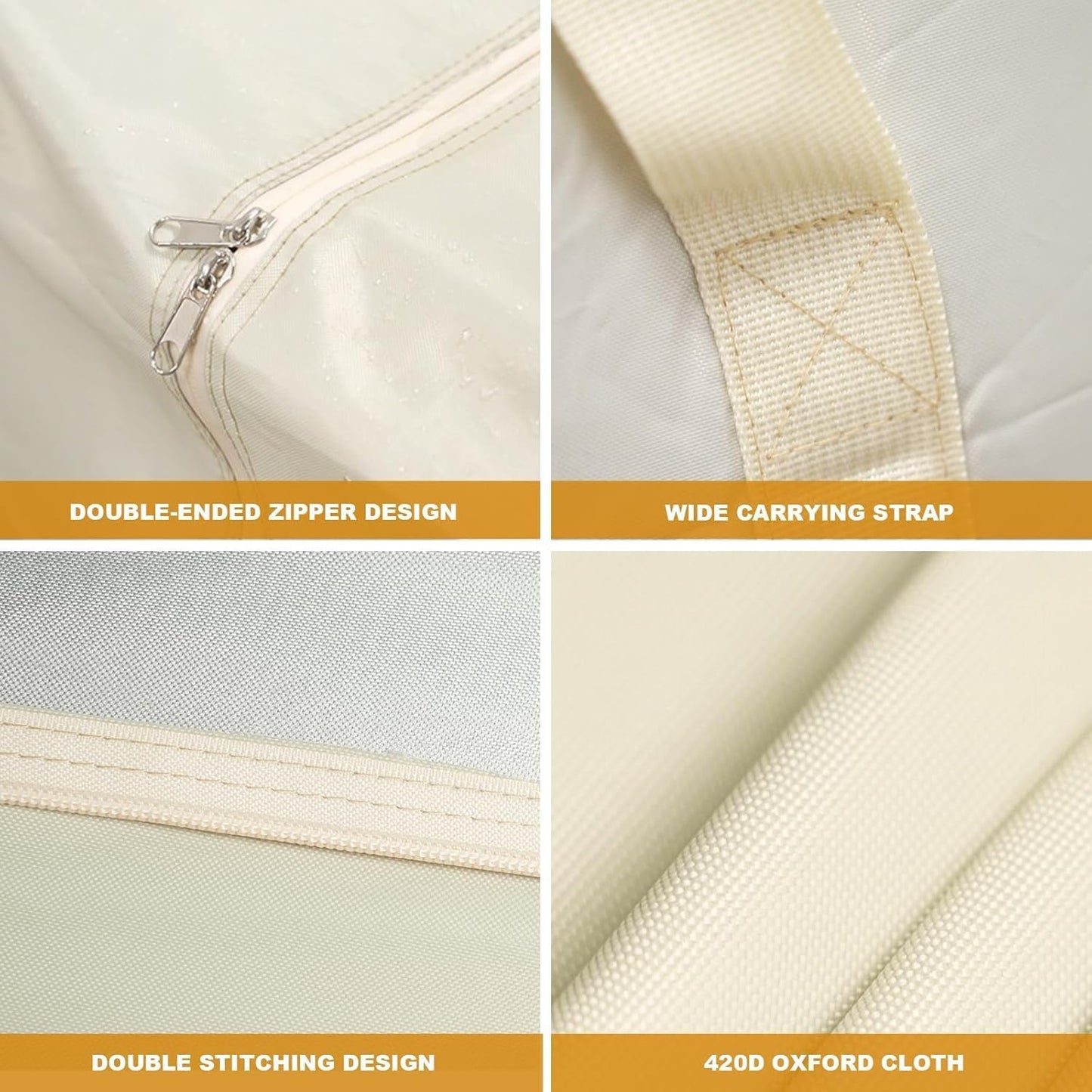 Outdoor Cushion Storage Bag 420D Waterproof Rectangular, Extra Large Outdoor Patio Cushion Storage Bag, with Zipper and Handles 68" L x 20" W x 28" H Black(2 Pack)