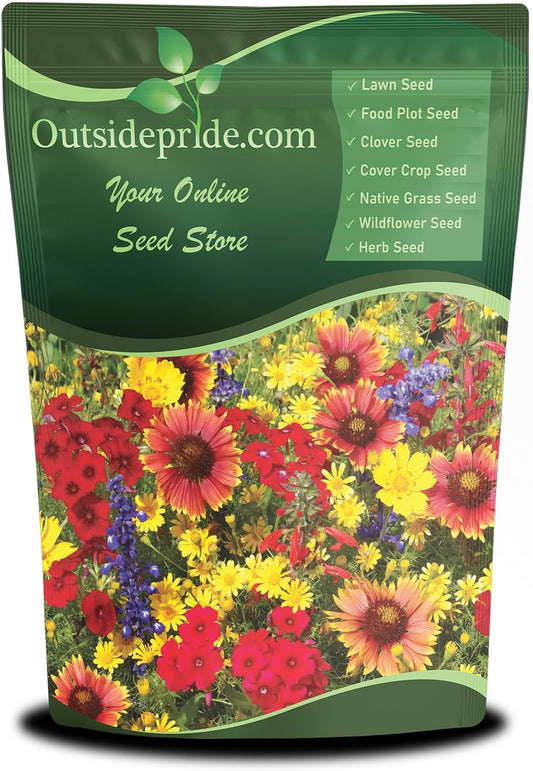 Outsidepride Texas & Oklahoma Wildflower Seed Mix - 1/4 lb Drought-Tolerant, Blend of Annual & Perennial Flower Seeds for Vibrant, Pollinator-Friendly Gardens, Thrives in Full Sun & Well-Drained Soil