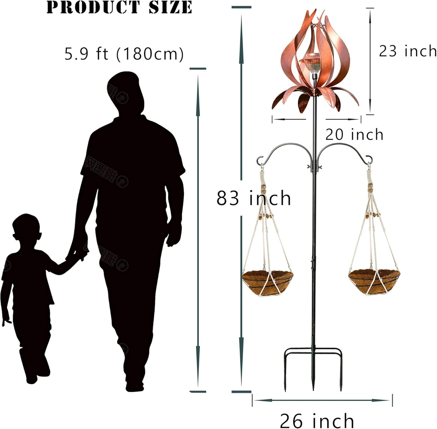 J-Fly Solar Wind Spinners Outdoor Garden Spinner Solar Spinning Windmill Super Large Spinning Garden Ornaments Perfect for Patios, Lawns Or Gardens 83 Inch