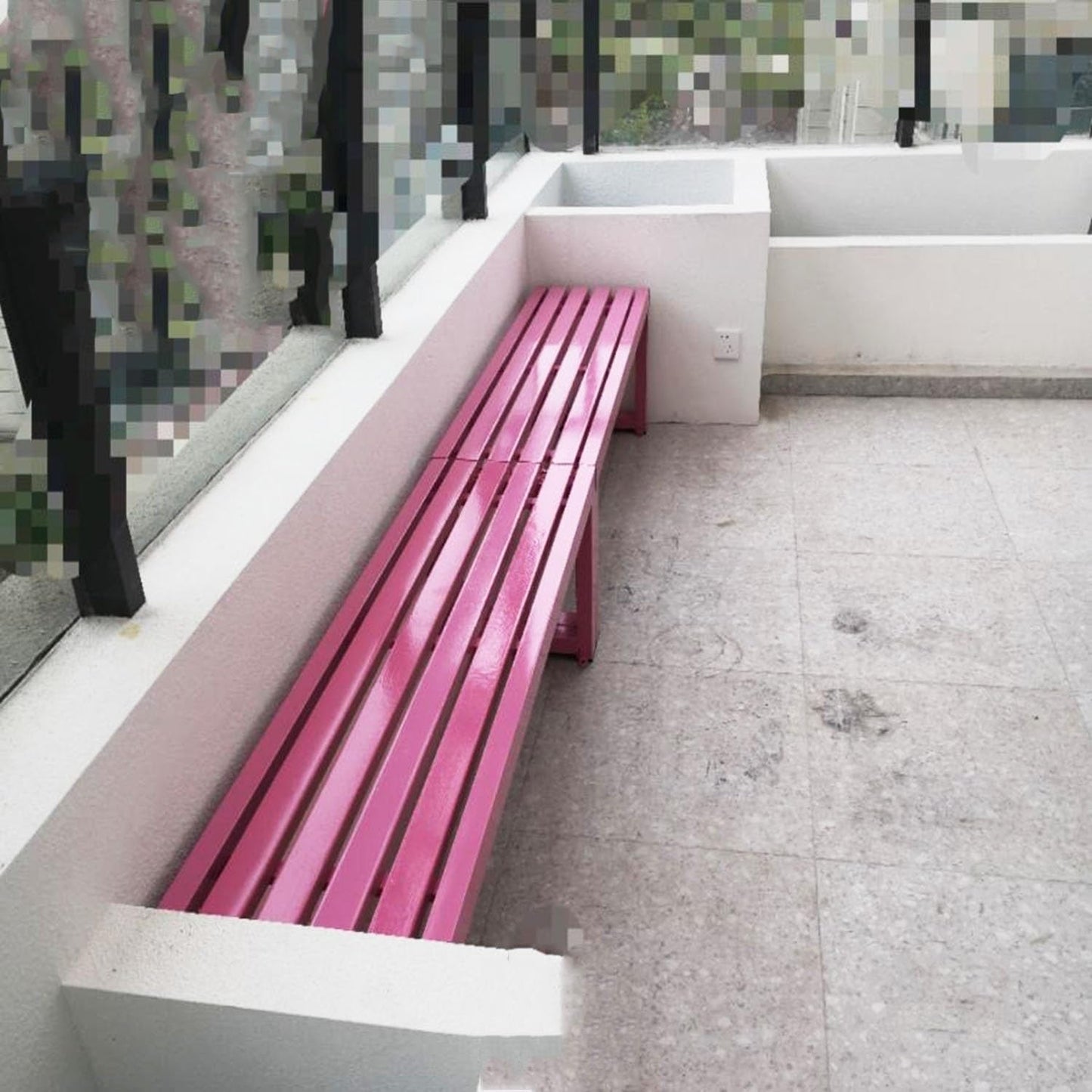 Weatherproof Metal Dining Bench, Outdoor Bench Backless Patio Bench 2-Person Farmhouse Bench Garden Bench for Kitchen, Living Room, Entryway(Pink,47in)