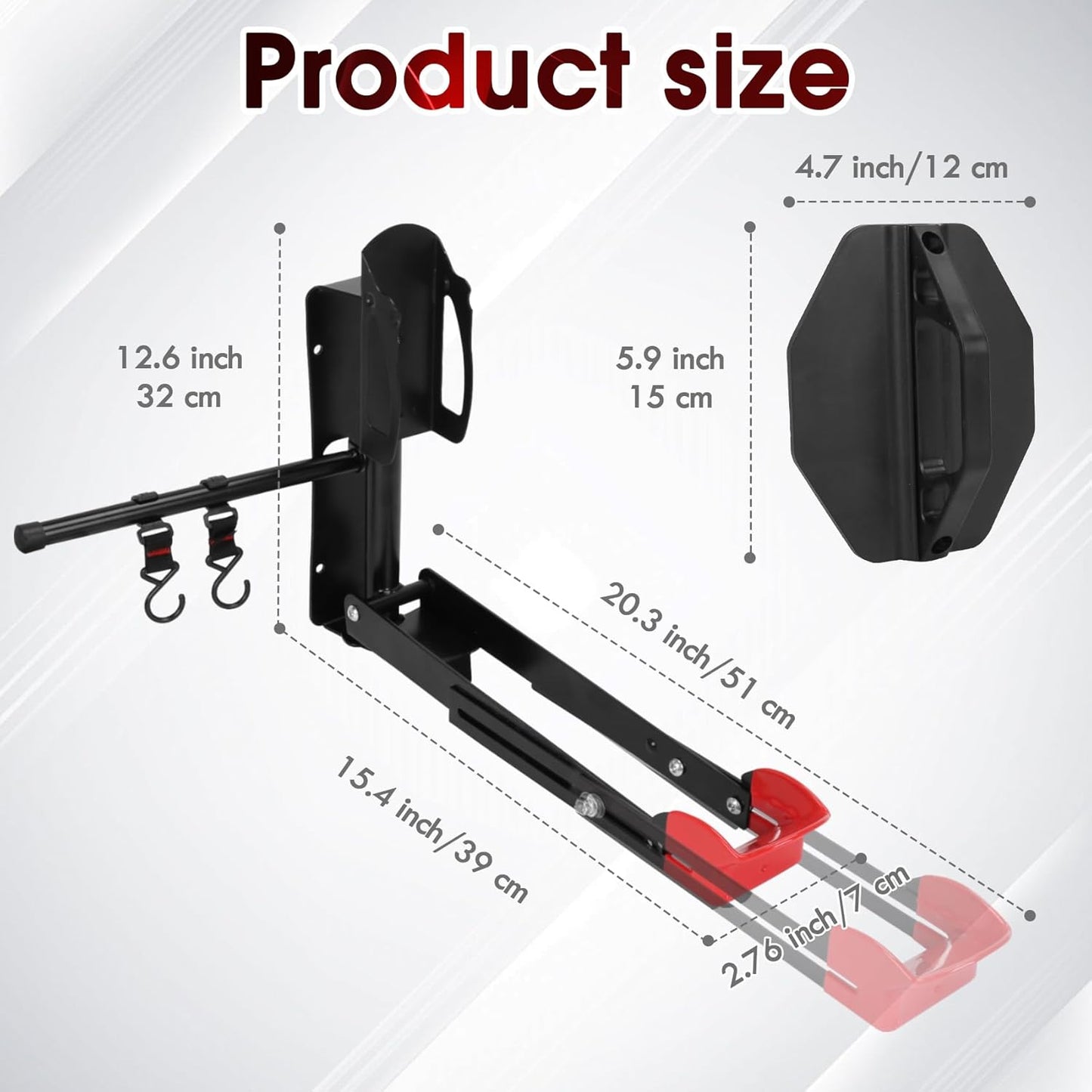 Bike Wall Mount Rack - Heavy-Duty Foldable Vertical Bicycle Storage with Hooks, Space Saving Wall-Mounted Organizer for Mountain/Road/Kids Bikes - Anti-Scratch & Tool-Free Install, Holds 70lbs