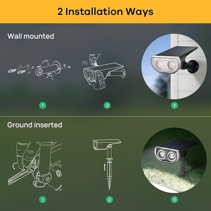 Linkind StarRayS 12 LEDs Landscape Solar Spotlights, Solar Powered Dusk-to-Dawn Outdoor Garden Lights, 350LM 3000K Warm White, IP67 Waterproof for Garden Yard Patio Driveway Porch, 2-Pack
