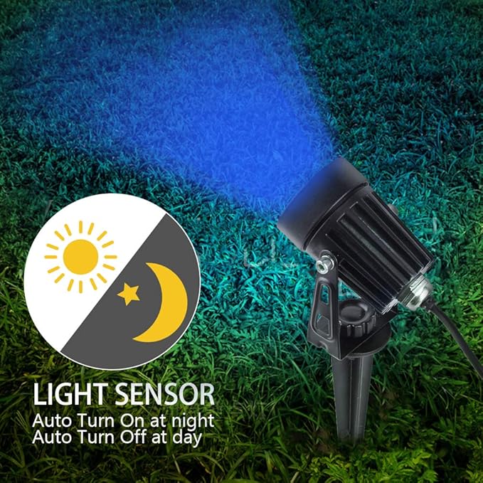 T-SUNUS 2 Pack Solar Landscape Spotlights Blue, Solar Garden Spot Light IP65 Waterproof 9.8ft Cable, 2000mAh Separated Solar Panel, Auto On/Off for Garden Driveway Pathway Pool Area