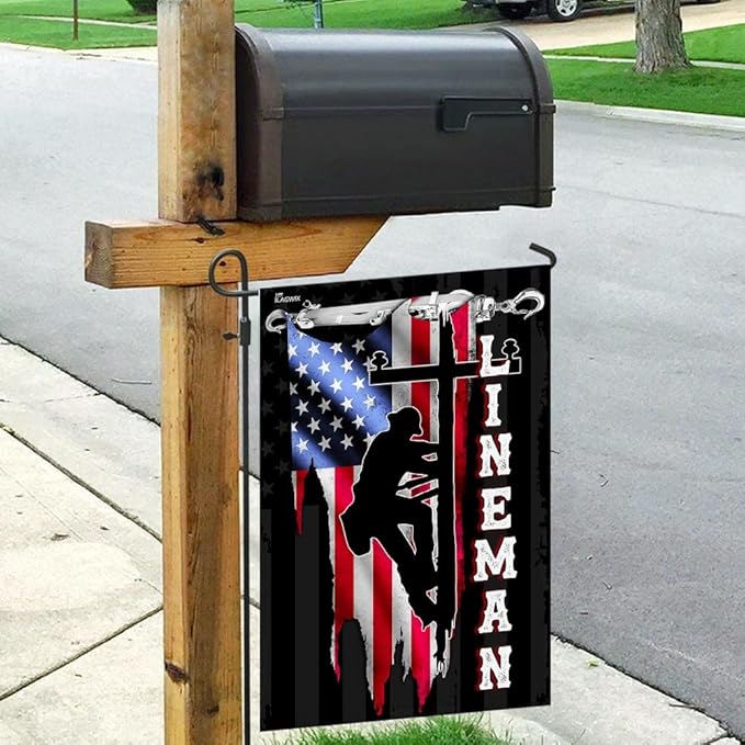 Flags-Lineman Flag MLH896F, Garden Flag (11.5" x 17.5")-USA House Garden Flags Premium Polyester-Decorative Outdoor Flags