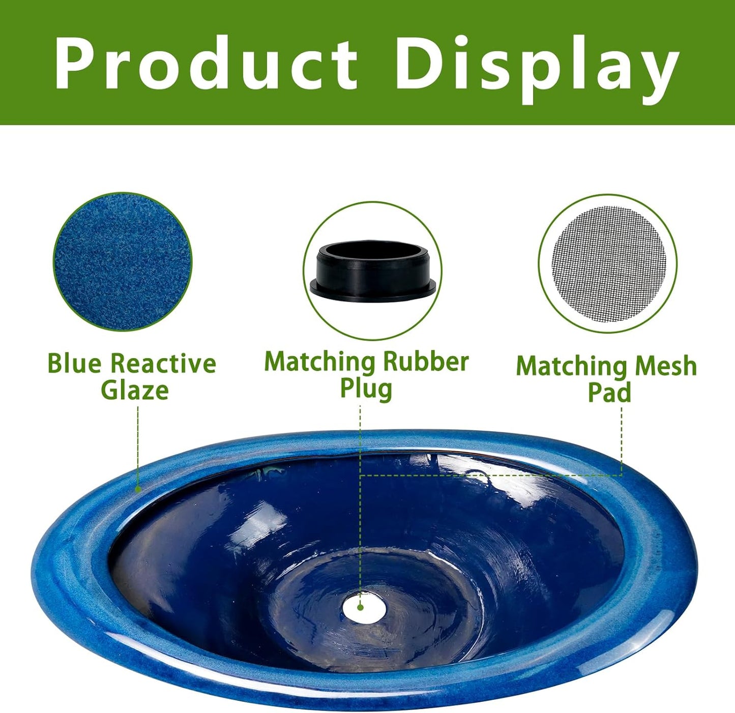 Bonsai Tree Pot 18 Inch - Ceramic Succulent Pots Large Bonsai Planter for Indoor Outdoor Plants Decorative Plant Pot with Drainage Hole Flower Pot for Home Garden Room Decor Blue