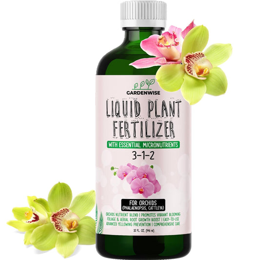 Liquid Orchid Fertilizer Concentrate 3-1-2 with Micronutrients Orchid Care Made Easy (32 OZ)
