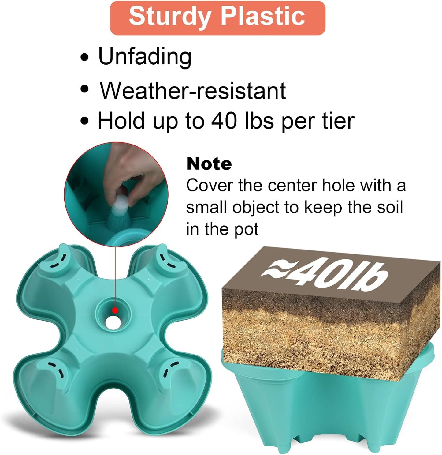 Vertical Planter 7 Tier Stackable Planters Garden Planters Strawberry Herb Flower and Vegetable Planter Indoor Outdoor Gardening Pots with Removable Wheels and Tools